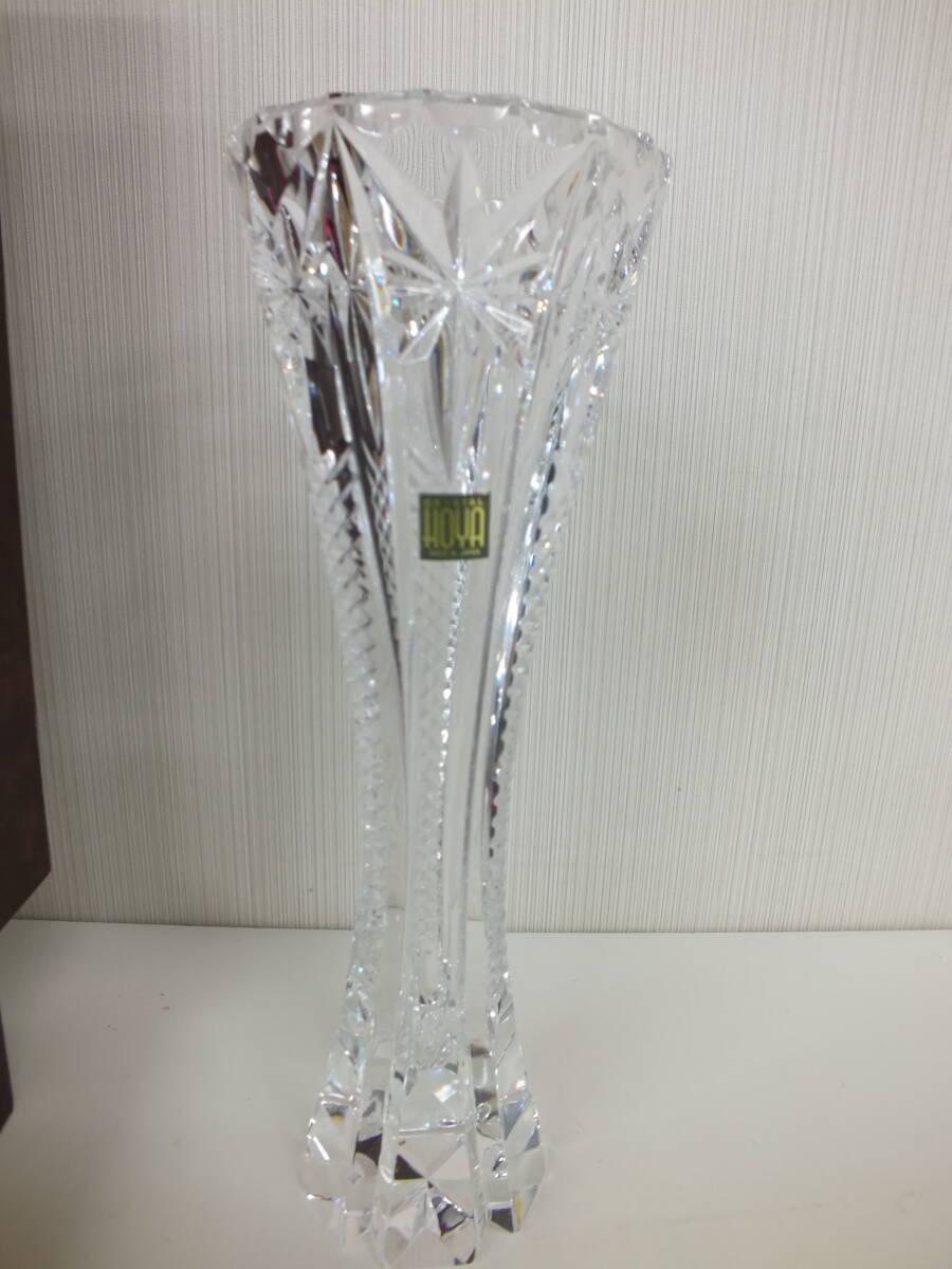 HOYA CRYSTAL ホヤクリスタル ガラス 花器 花瓶 箱記念刻印あり HOYA CRYSTAL ホヤクリスタル ガラス 花器 花瓶 箱記念刻印あり
