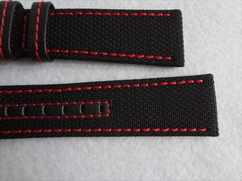 腕時(shí)計(jì)バンド 24mm Kevlar ケブラー(鋼鉄の約5倍の引っ張り強(qiáng)度)/Lorica ロリカ(水や汗に強(qiáng)く丈夫) ベルト 黒/赤 ブラック Hadley Roma