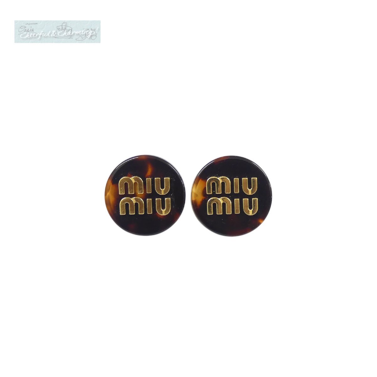 miumiu イヤリング 鼈甲調(diào) ゴールドロゴ 國內(nèi)購入 510104 '24年購入