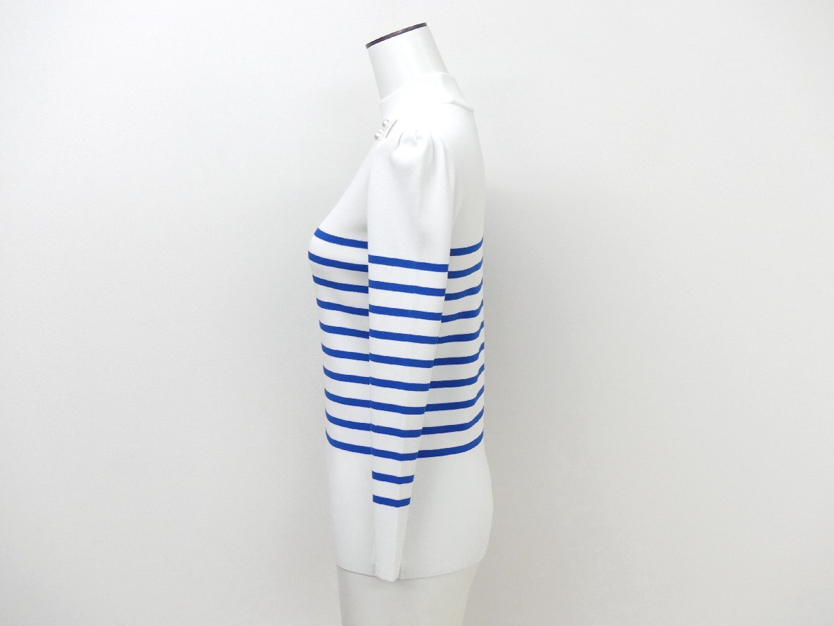 ボーダーズアットバルコニーパールラウンドネックトップ