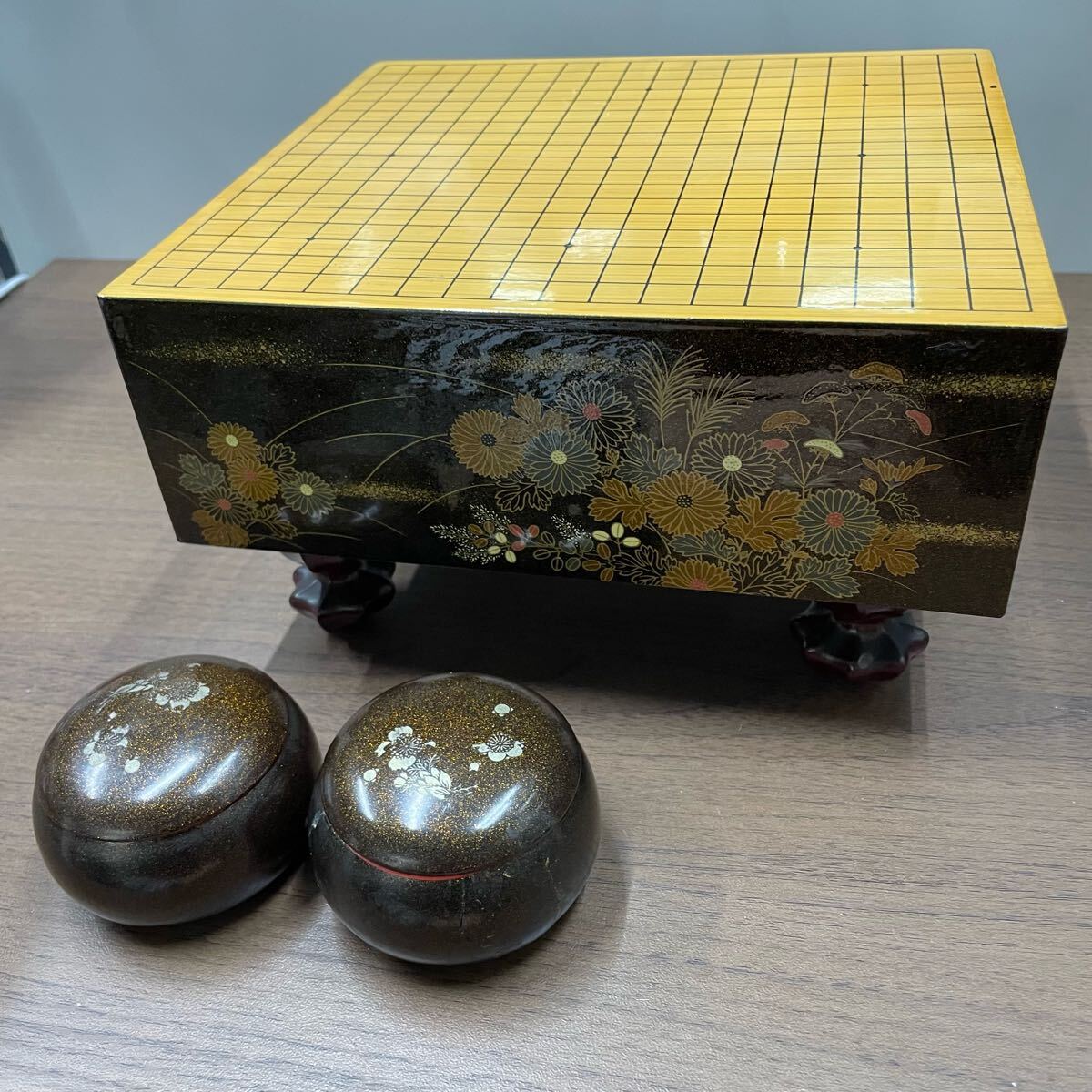 雷216 木製漆芸 銘/柳山 碁盤 ひな道具 ミニチュア 蒔絵細工 雷216 木製漆芸 銘/柳山 碁盤 ひな道具 ミニチュア 蒔絵細工
