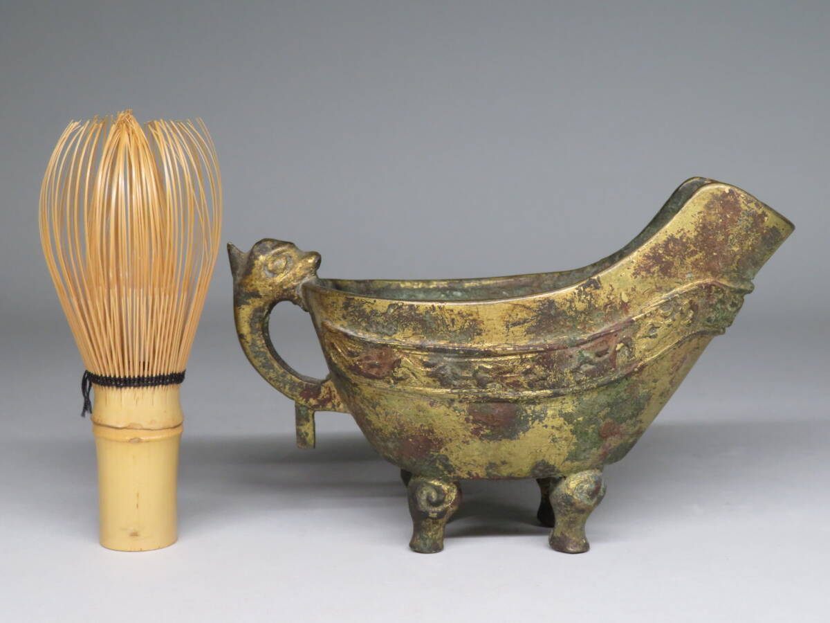 都内旧家蔵出し」唐物 青銅器 鍍金爵 酒器 中国美術lot:031817 都内旧家蔵出し」唐物 青銅器 鍍金爵 酒器 中国美術lot:031817