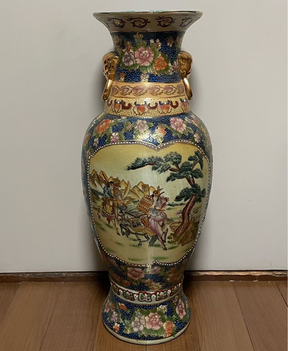 薩摩焼 武士風水図 群飛鴎図 61cm 大花瓶 大壺 U233(薩摩)|売買 薩摩焼 武士風水図 群飛鴎図 61cm 大花瓶 大壺 U233(薩摩)|売買