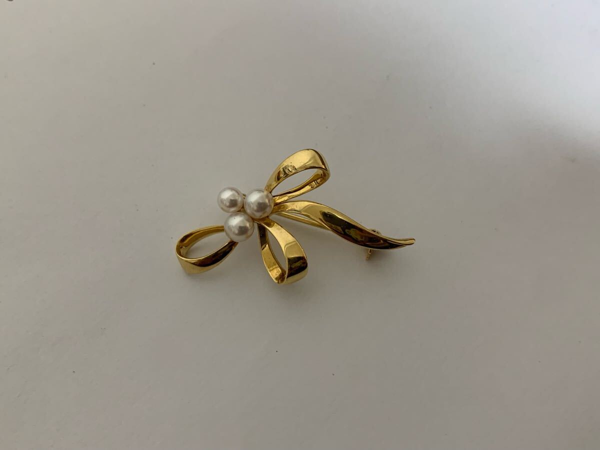 1円スタート美品　ミキモトmikimoto アコヤパール　ブローチ　k18金　5.3g