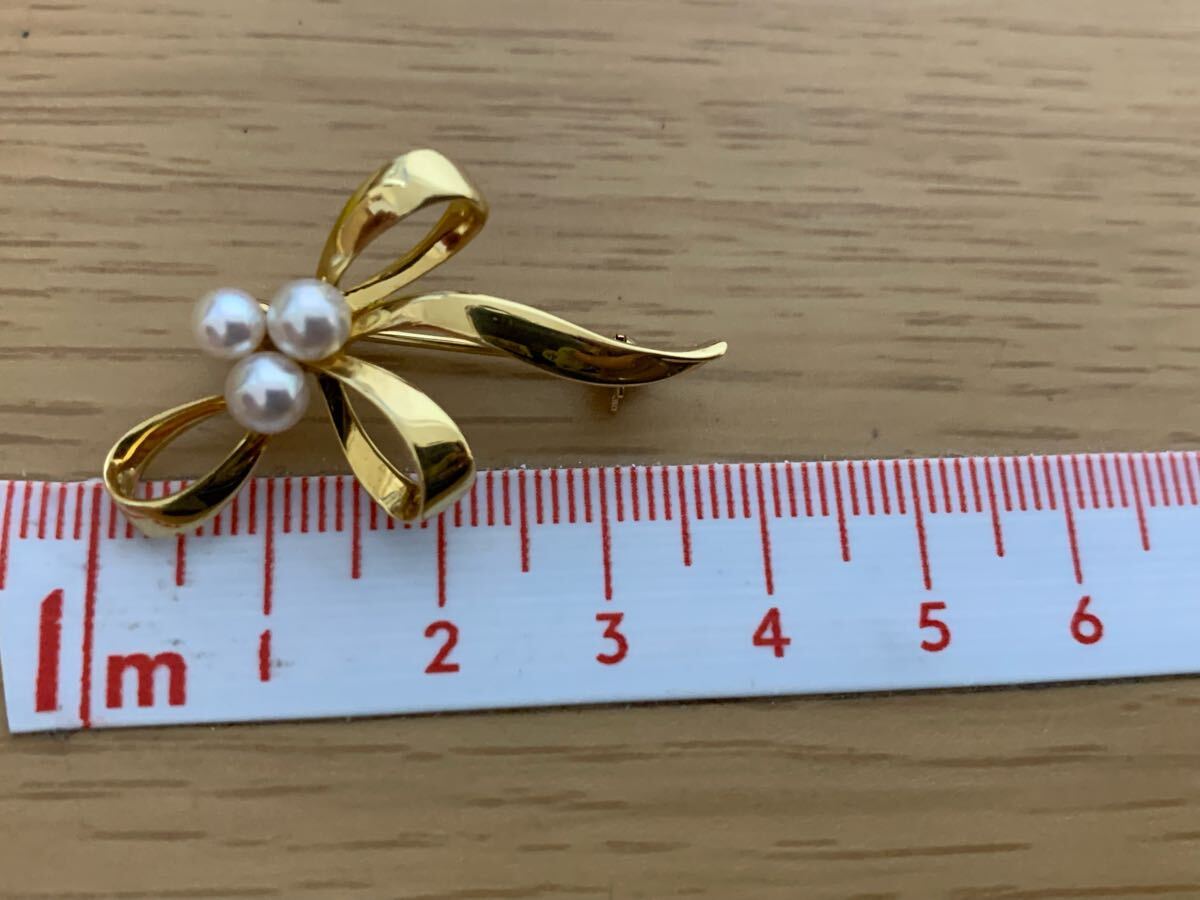1円スタート美品　ミキモトmikimoto アコヤパール　ブローチ　k18金　5.3g