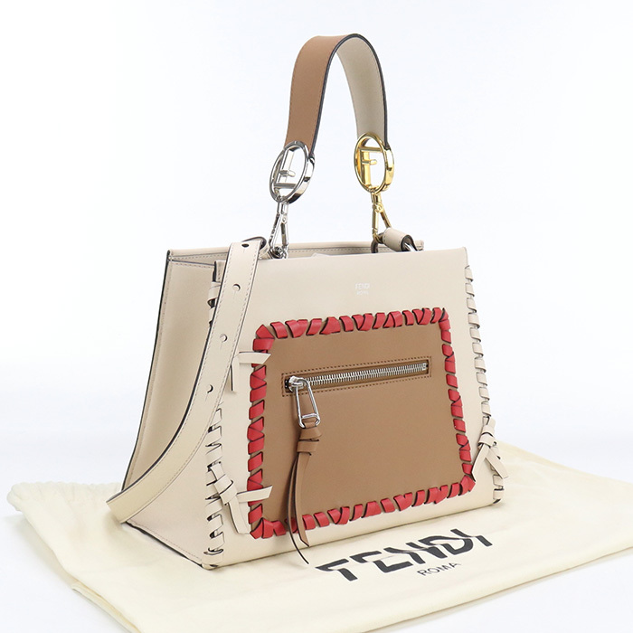 中古良品 FENDI フェンディ ハンドバッグ 8BH344 2WAYショルダーバッグ ラナウェイ レディース アイボリー