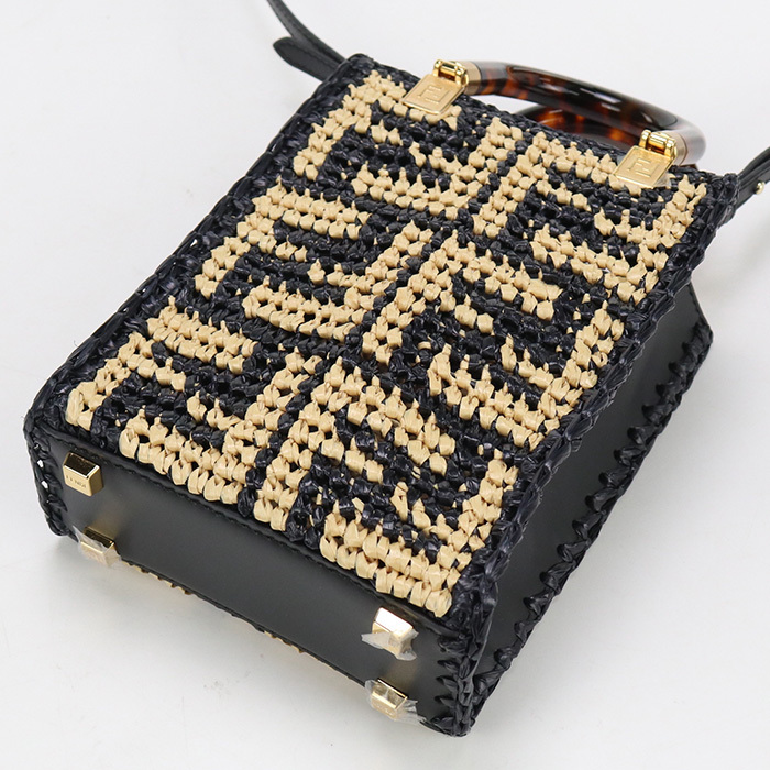 【中古?未使用】FENDI サンシャイン ミニ バッグ ラフィア 8BS051 AKMS F1E1C ランク：S us-1