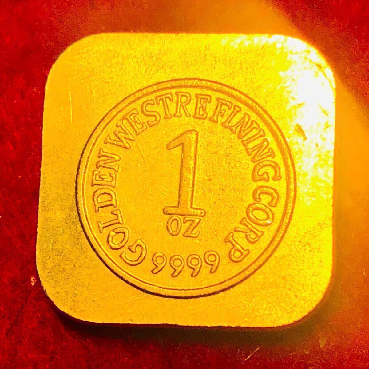 11.45g 外国古銭 Golden West オーストラリア 四角金貨 旭日