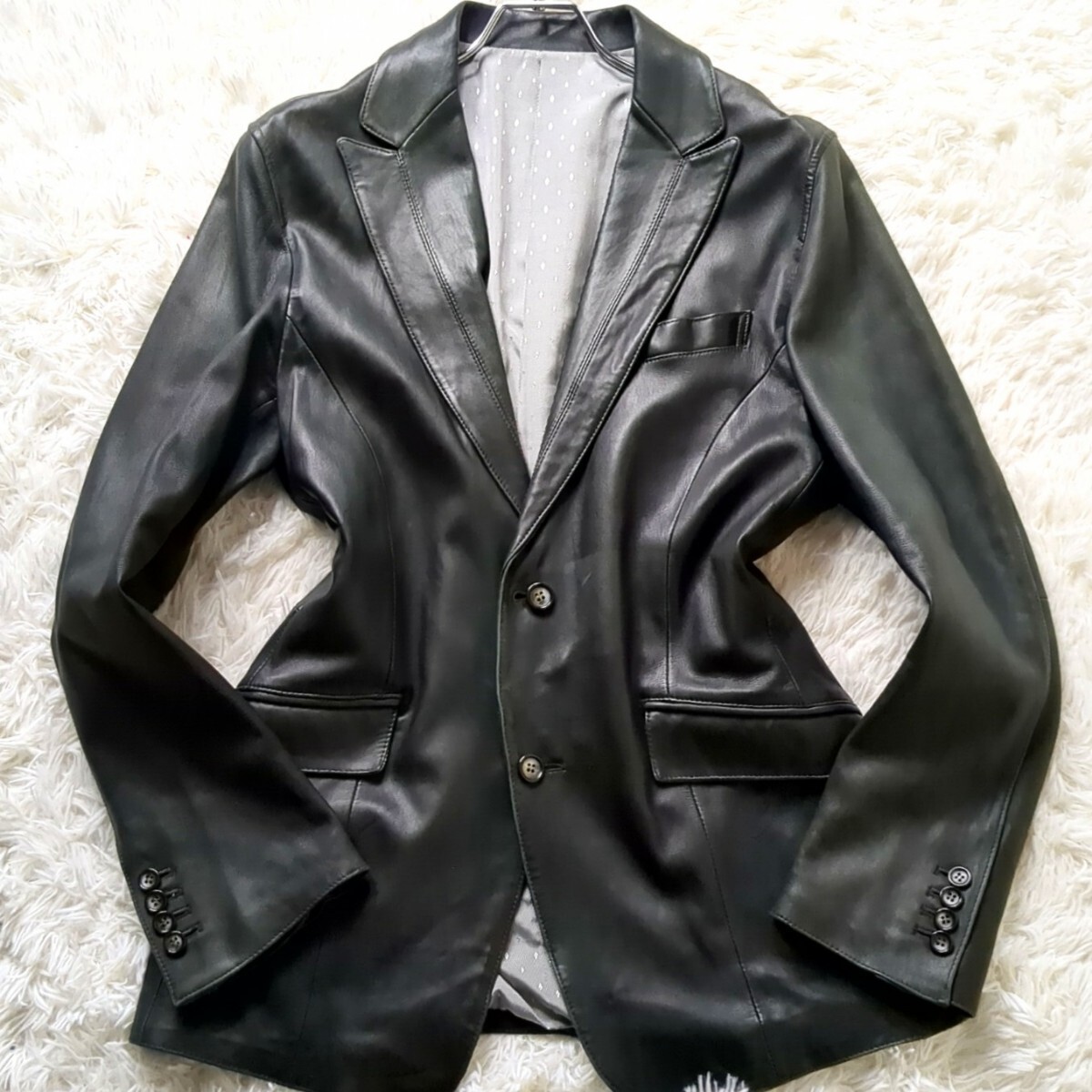 美品!!本革!L相当【極上の艶と色気】MEN'S BIGI ラムレザー 美品!!本革!L相当【極上の艶と色気】MEN'S BIGI ラムレザー
