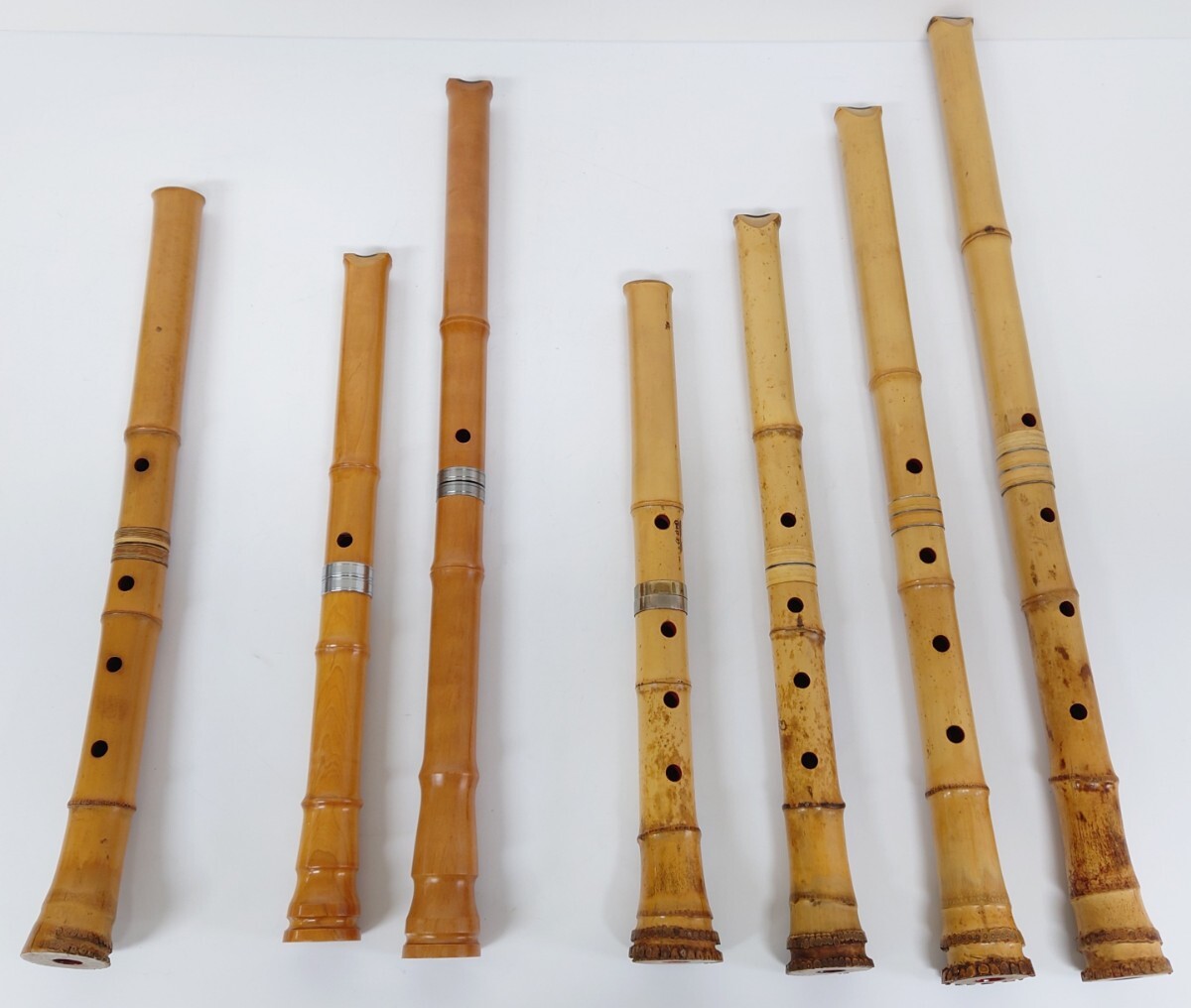 K909-3】尺八 都山流 翠位山 ×4 飛鳥 謹製 ×2 無銘×1 計7本 銀