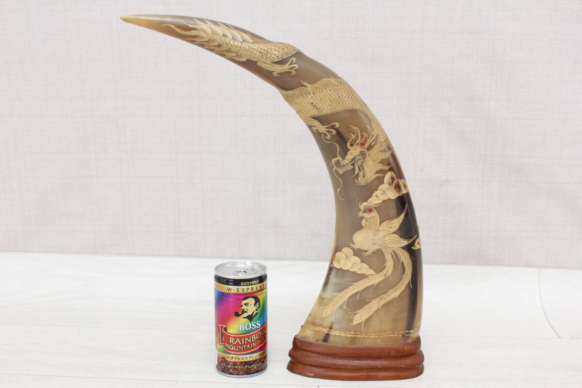 水牛 角 飾り 龍 縁起物 オブジェ 彫刻 伝統工芸 置物 高さ35 水牛 角 飾り 龍 縁起物 オブジェ 彫刻 伝統工芸 置物 高さ35