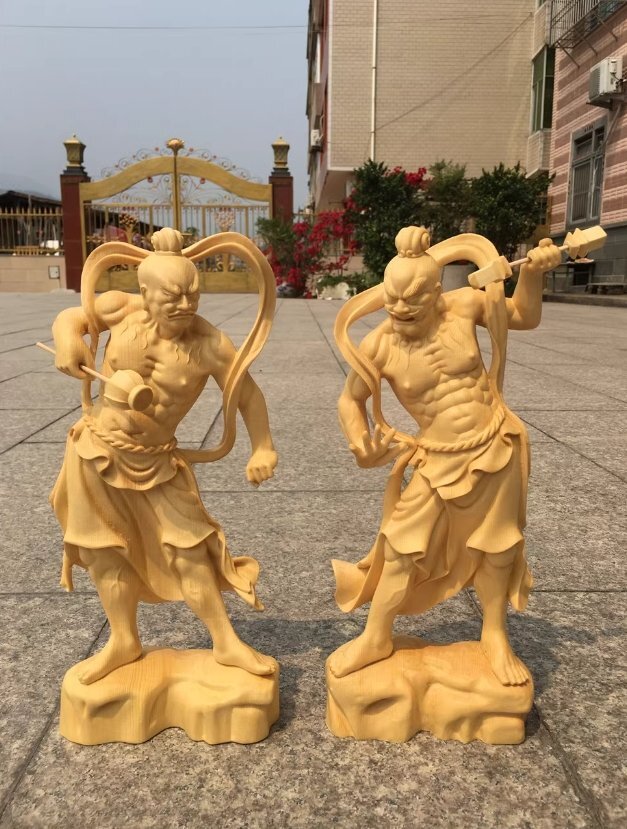 仏教美術 金剛力士像(阿形 吽形)仁王像 極上品 檜木 彫刻 災難 仏教美術 金剛力士像(阿形 吽形)仁王像 極上品 檜木 彫刻 災難
