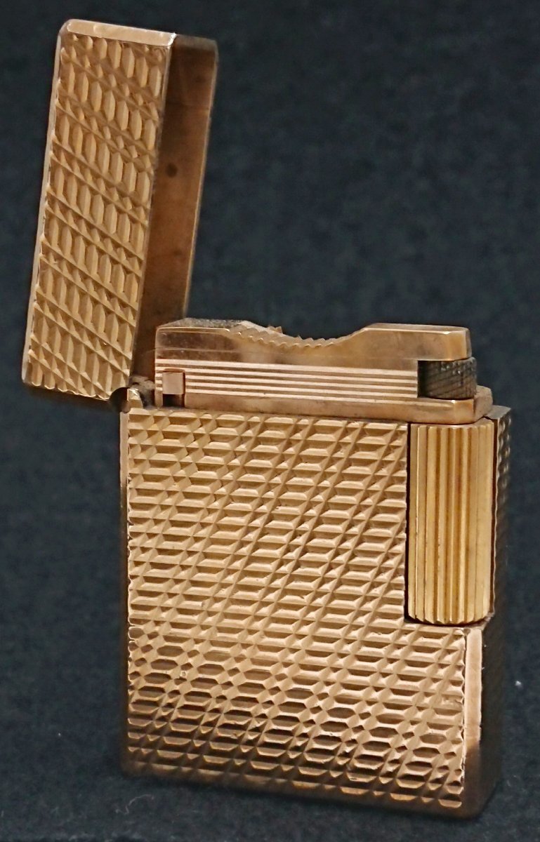 ⑤素?cái)长市本€柄?S.T.Dupont/デュポン ライン１ ショート ミニ ローラー ガス ライター ゴールドカラー★著火未確認(rèn)★火花OK★USED品