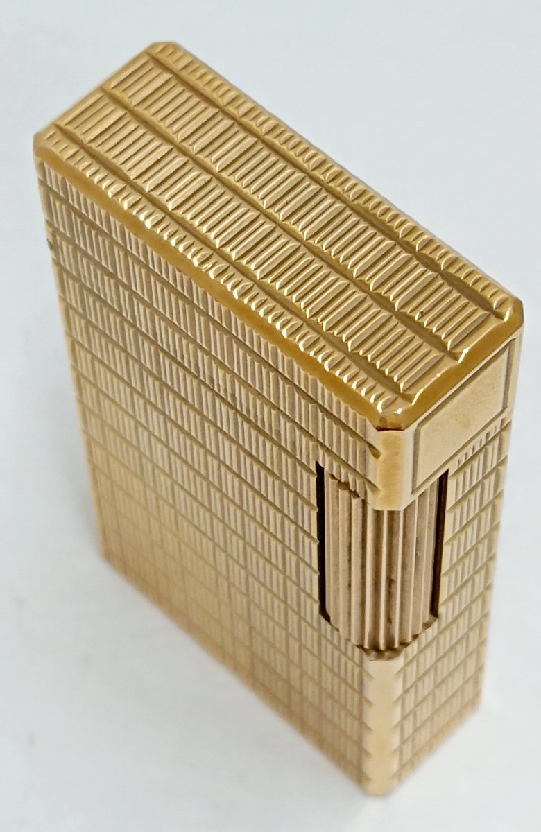 ?素?cái)长蕢湫胃褡颖?S.T.Dupont/デュポン ライン１ ローラー ガス ライター ゴールドカラー★著火未確認(rèn)★火花OK★USED品