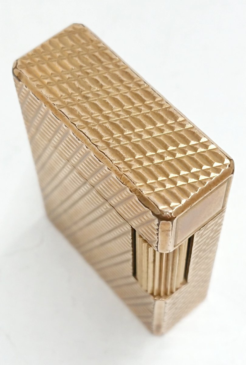 ⑤素?cái)长市本€柄?S.T.Dupont/デュポン ライン１ ショート ミニ ローラー ガス ライター ゴールドカラー★著火未確認(rèn)★火花OK★USED品