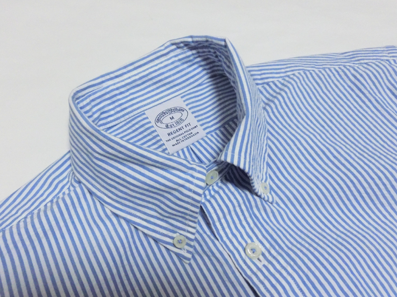 ★ ( ブルックスブラザーズ ストライプ柄 シアサッカー シャツ ブルー ) BROOKS BROTHERS