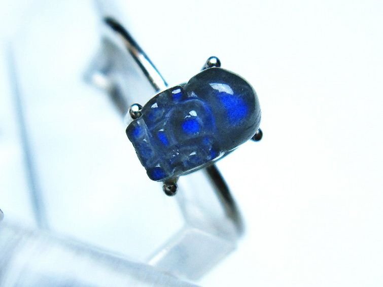 【SEAL限定商品】 銀座東道◇極品天然AAAラブラドライト ヒキュウ 指輪(20号)[T135 置物