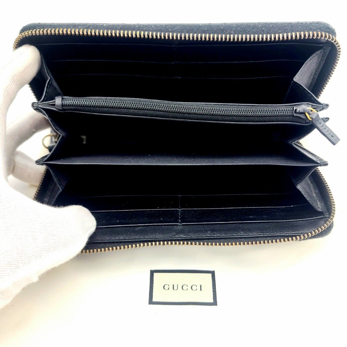 美品 GUCCI グッチ 長財布 GGマーモント ジッピーウォレット箱 美品 GUCCI グッチ 長財布 GGマーモント ジッピーウォレット箱