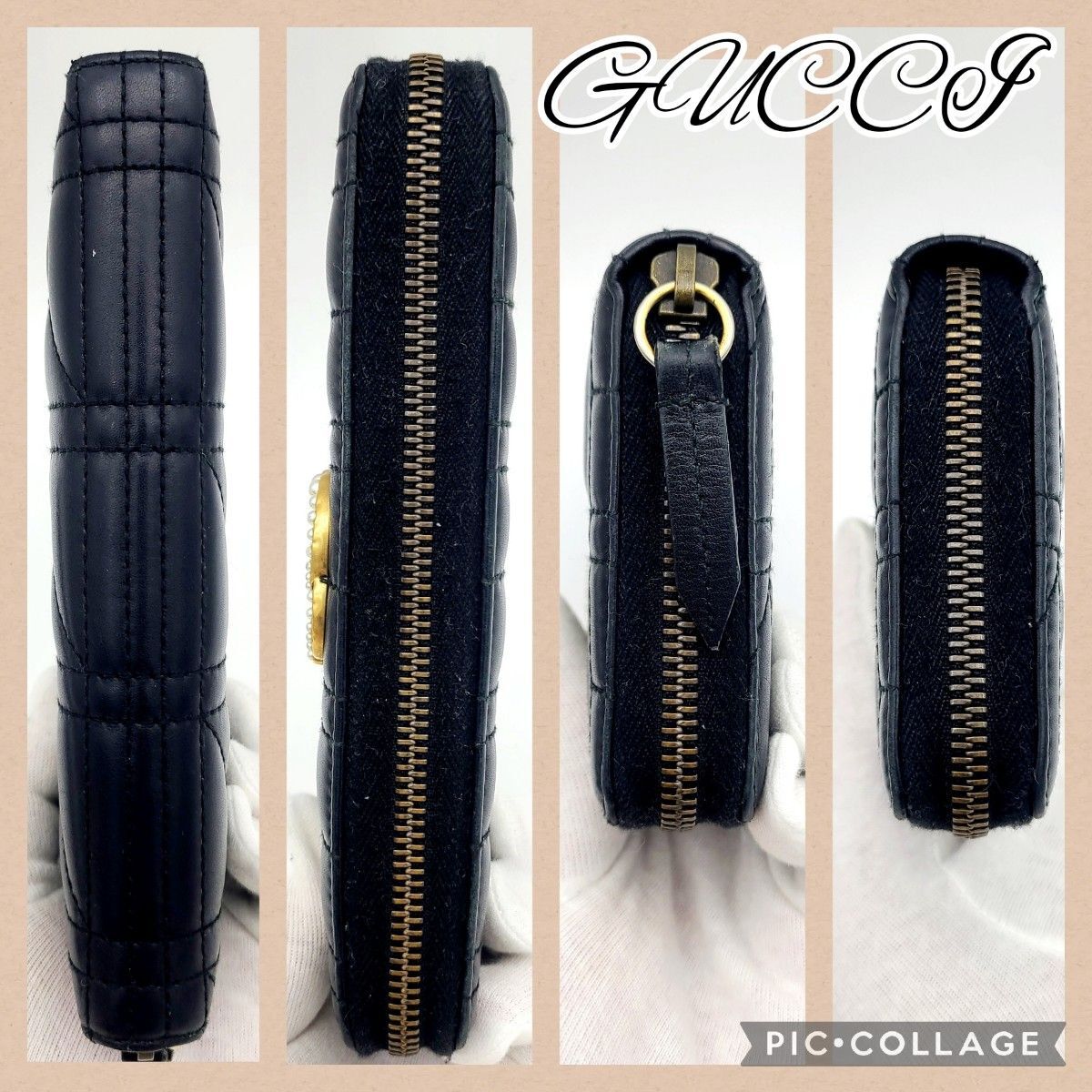 美品 GUCCI グッチ 長財布 GGマーモント ジッピーウォレット箱 美品 GUCCI グッチ 長財布 GGマーモント ジッピーウォレット箱