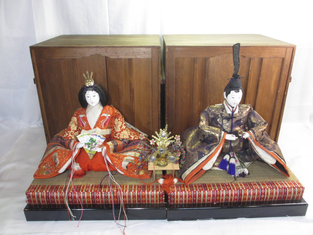 Z23◇雛人形◇雛道具　◇お雛様寸法(約)：全長30cm×橫34cm×奧行25cm◇ひな人形 お雛様◇大正～昭和初期◇