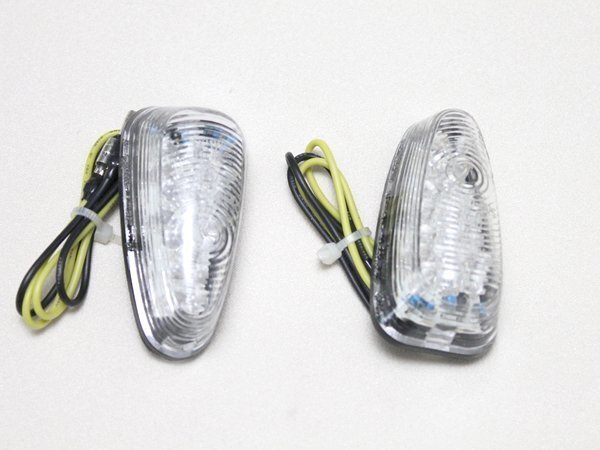送料無料!! 貼り付け クリア LEDエアロウインカー 左右セット YZF-R1 XJR1300 XJR1200 YZF-R6 XJR400 SR400 FZR750 YZF-R25 YZF-R15