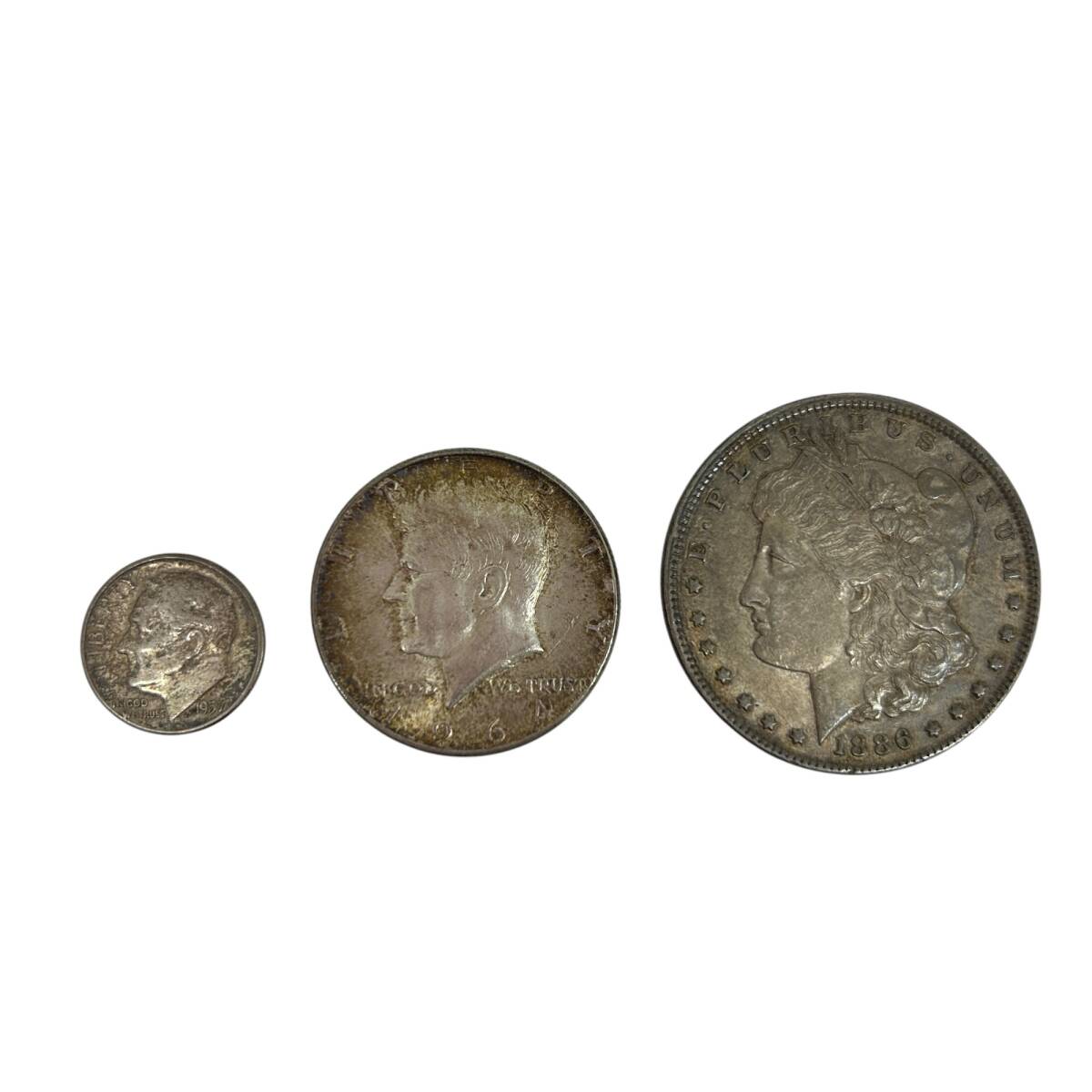 ◎中古品◎モーガン・ダラー1ドル銀貨・1886年/1964年 ケネディ ◎中古品◎モーガン・ダラー1ドル銀貨・1886年/1964年 ケネディ