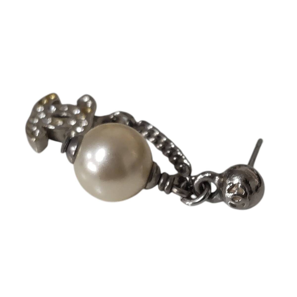 【中古品】CHANEL シャネル パール ピアス 片耳 ココマーク シルバー ラインストーン レディース アクセサリー A87564RD