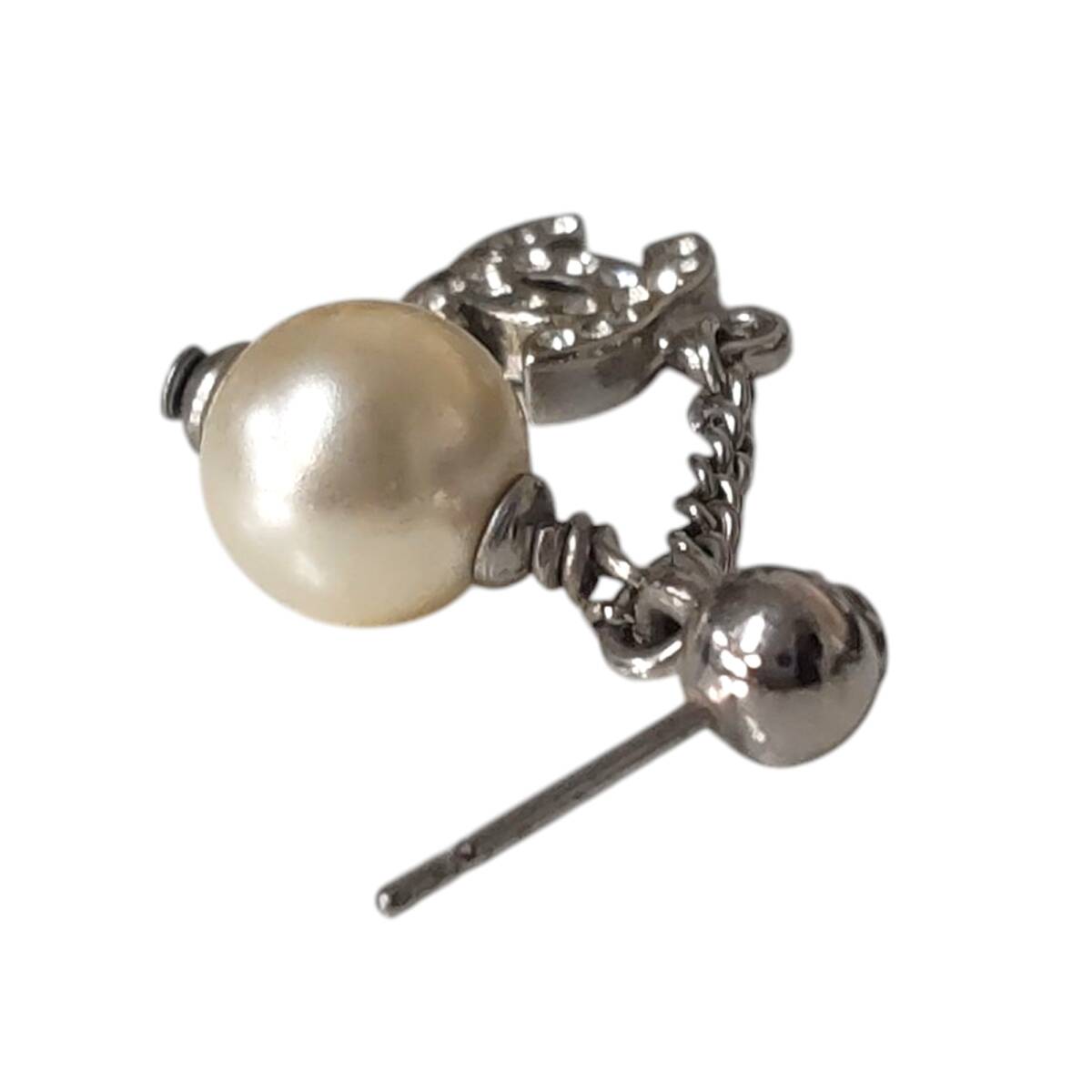 【中古品】CHANEL シャネル パール ピアス 片耳 ココマーク シルバー ラインストーン レディース アクセサリー A87564RD