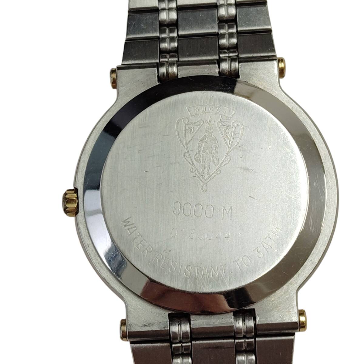 中古品】GUCCI グッチ 11pダイヤ 9000M 黒文字盤 メンズ腕時計