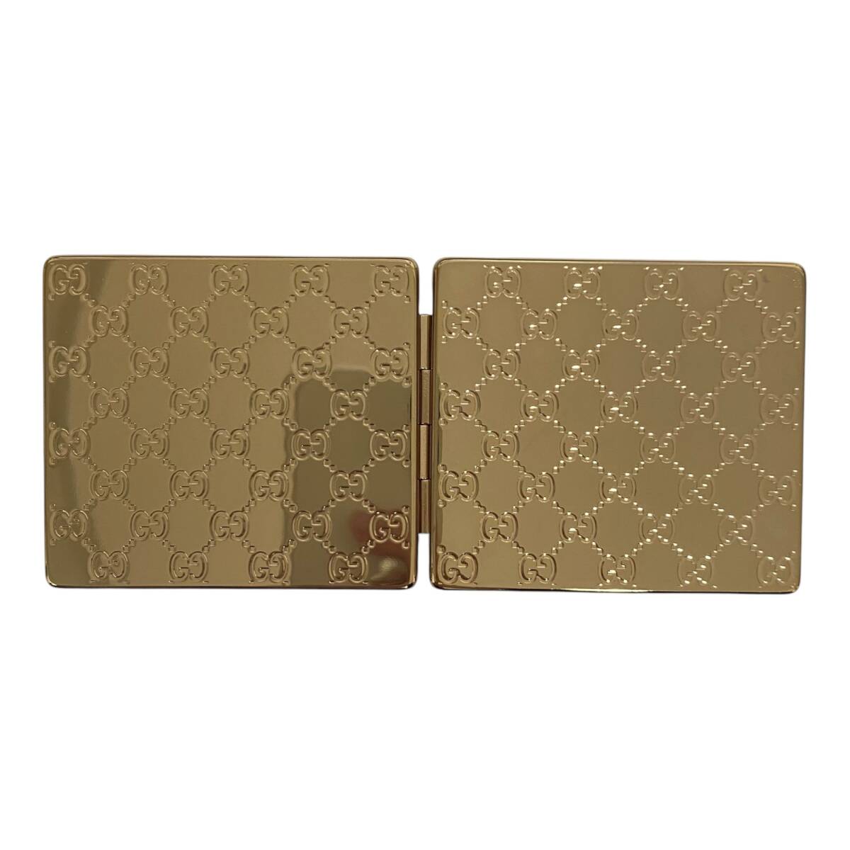 【中古品】 GUCCI グッチ コンパクト 両面ミラー 折畳み 持ち運び ミラー 鏡 ゴールド 小物 箱有 W86257RD