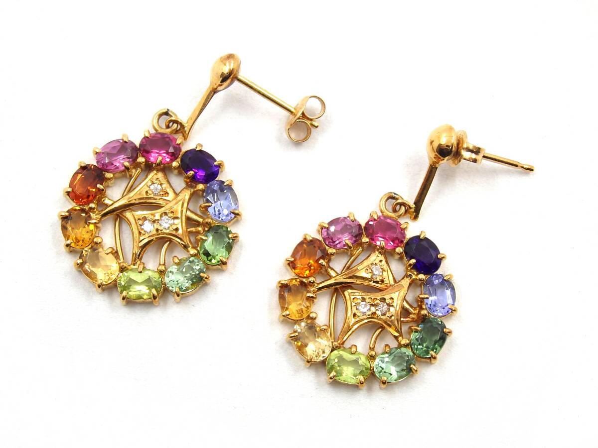 ★中古★刻印 03 K18 ピアス マルチカラー カラフル ※総重量 5.4g / OFG59467O