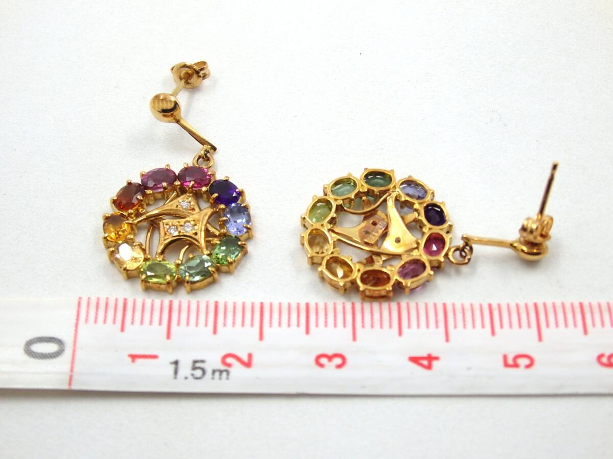 ★中古★刻印 03 K18 ピアス マルチカラー カラフル ※総重量 5.4g / OFG59467O