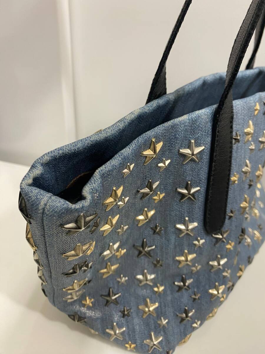 JIMMY CHOO Jimmy Choo sophia Denim сумка ручная сумочка большая сумка Star заклепки б/у SKD3674