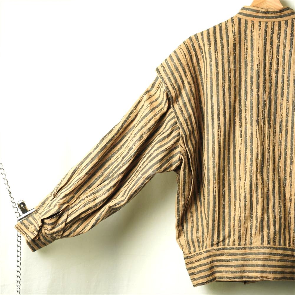 80s ビンテージ ISSEY MIYAKE MEN イッセイミヤケメン 筆タグ 著物 ブルゾン リネン ラバープリント
