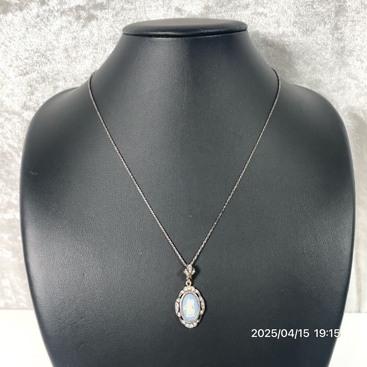 SILVER925 sv925 WEDGWOOD ウェッジウッド カメオ ラインストーン ペンダント ネックレス アクセサリー 装飾品_画像1