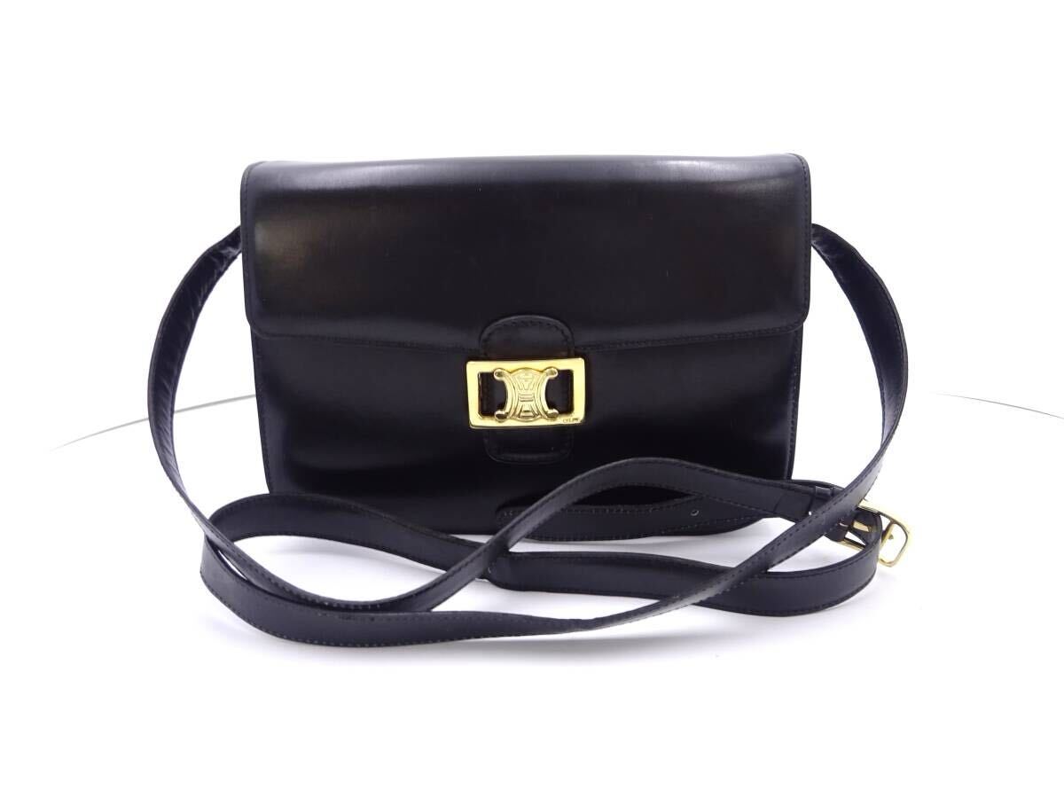 〇2479 CELINE セリーヌ トリオンフ レザー ショルダー バッグ 〇2479 CELINE セリーヌ トリオンフ レザー ショルダー バッグ