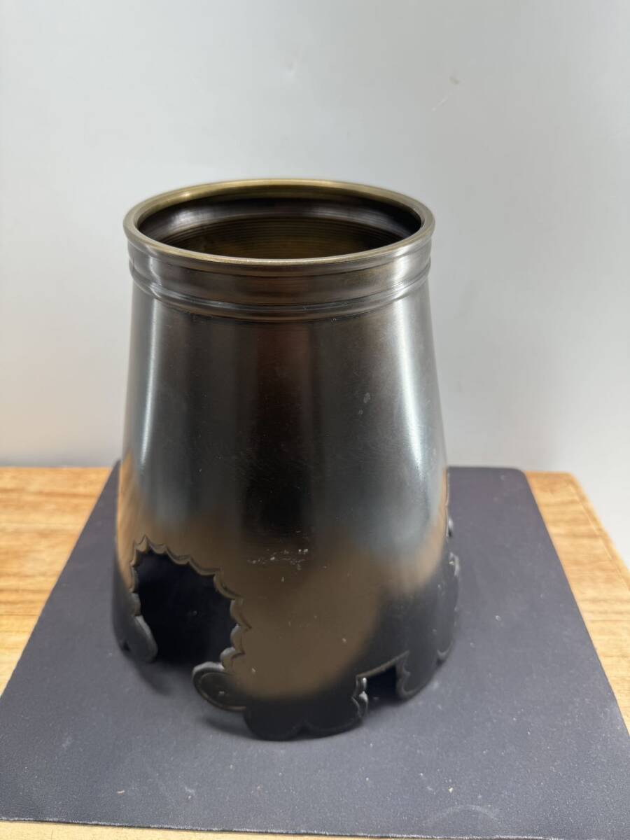 池坊 御玄猪 薄端 唐銅 花器 花瓶 花入 高さ23cm 華道具 茶道具 池坊 御玄猪 薄端 唐銅 花器 花瓶 花入 高さ23cm 華道具 茶道具