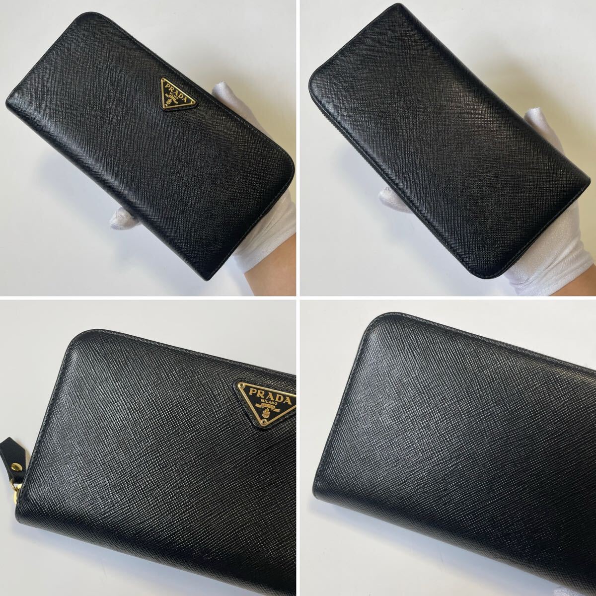 PRADA プラダ ラウンドファスナー 長財布 三角ロゴ ゴールド金具 PRADA プラダ ラウンドファスナー 長財布 三角ロゴ ゴールド金具