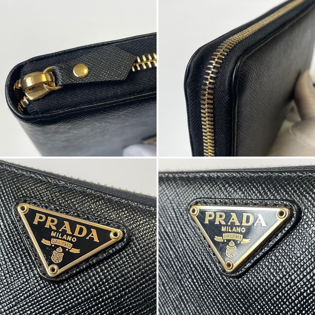 PRADA プラダ ラウンドファスナー 長財布 三角ロゴ ゴールド金具 PRADA プラダ ラウンドファスナー 長財布 三角ロゴ ゴールド金具