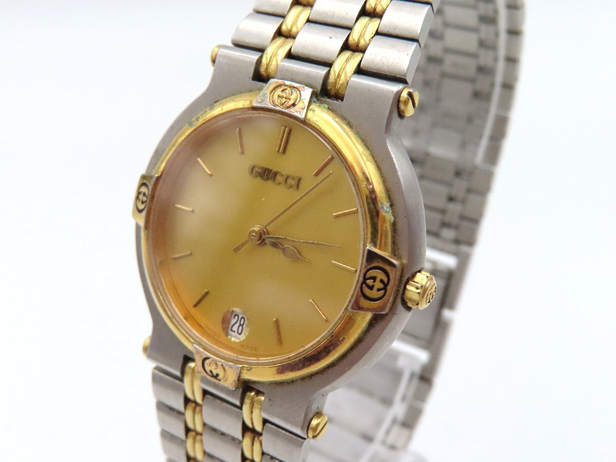 1円 グッチ(GUCCI) 9000M SS/GP ゴールド文字盤 ボーイズ 腕時計