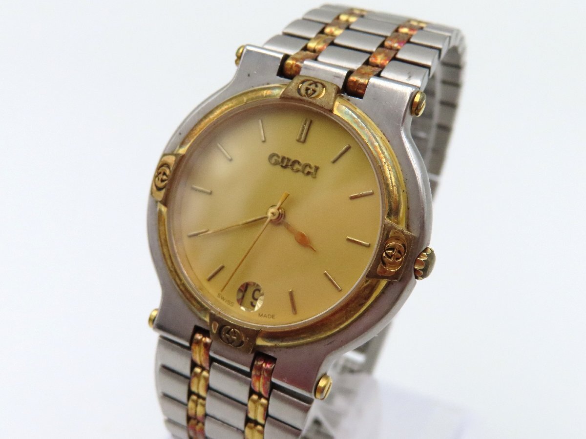【返品送料無料】 GP/SS 9000M グッチ(GUCCI) 1円 ゴールド文字盤 腕時計 ボーイズ 男性用