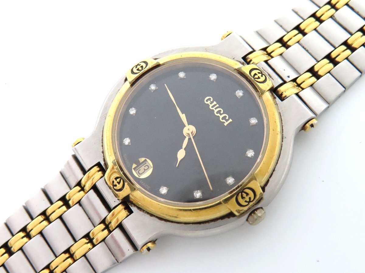 1円 グッチ(GUCCI) 9000M SS/GP ブラック文字盤 ボーイズ 腕時計 1円 グッチ(GUCCI) 9000M SS/GP ブラック文字盤 ボーイズ 腕時計
