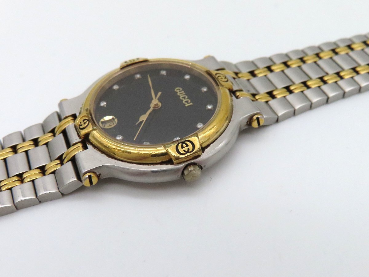 1円 グッチ(GUCCI) 9000M SS/GP ブラック文字盤 ボーイズ 腕時計 1円 グッチ(GUCCI) 9000M SS/GP ブラック文字盤 ボーイズ 腕時計