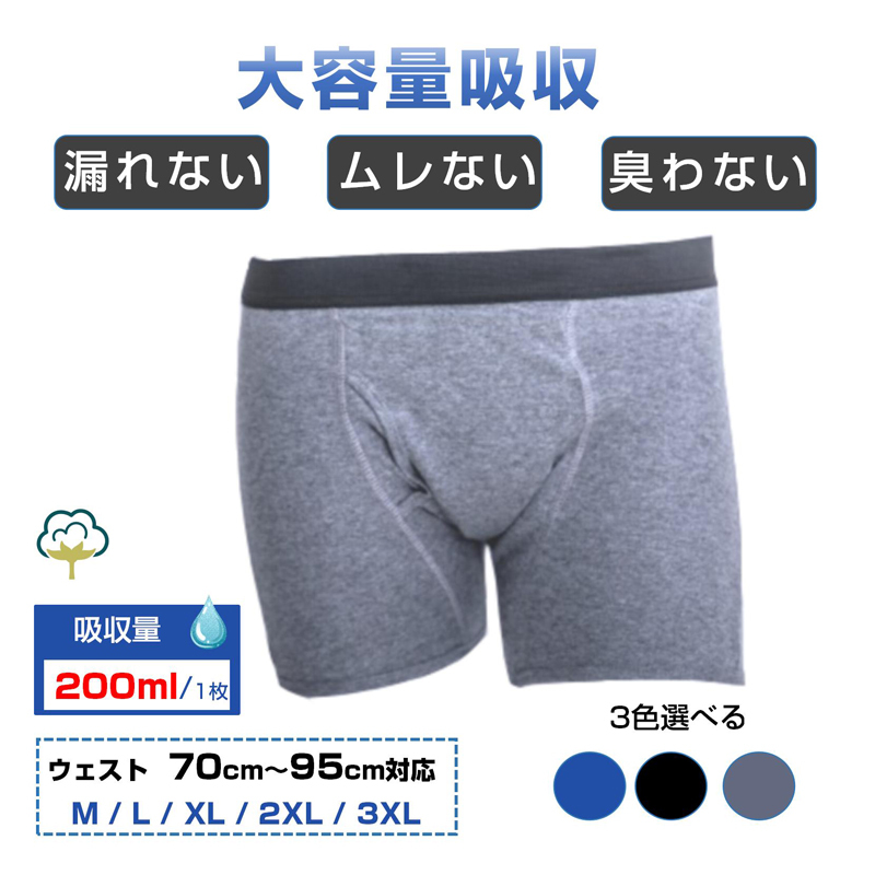 失禁パンツ 1枚 男 メンズ 尿漏れ パンツ 漏れない 介護(hù) ボクサー トランクス ショーツ 高齢者 シニア 中失禁 重失禁 200cc 大容量 吸収 