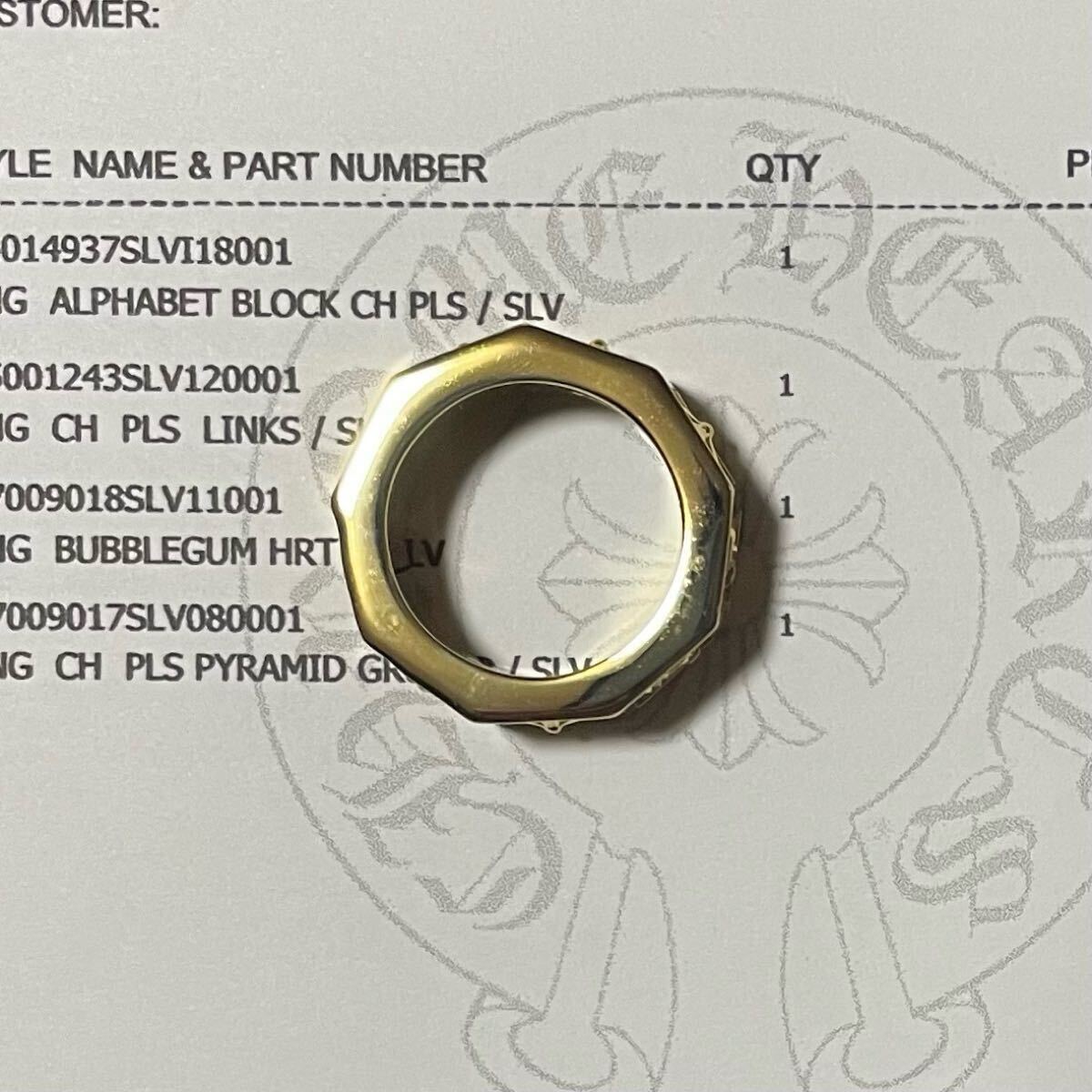 CHROME HEARTS】CH PLUS ALPHABET BLOCK RING・19号・22K・新品 CHROME HEARTS】CH PLUS ALPHABET BLOCK RING・19号・22K・新品