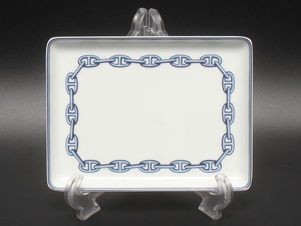 美品 エルメス スクエアプレート 皿 16cm シェーヌダンクル