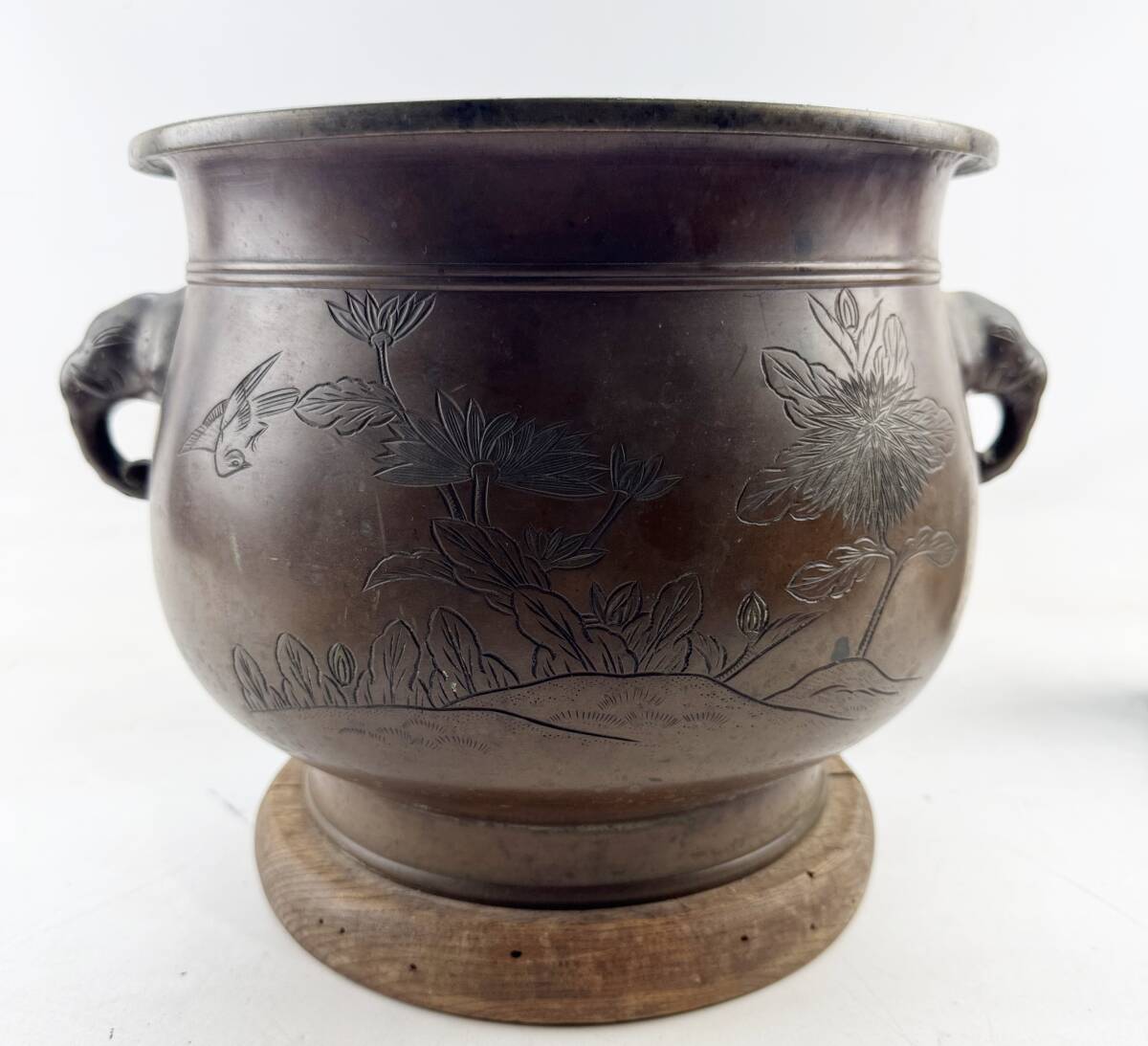 時代物 火鉢 精密彫刻 手あぶり 象 中國 古玩 骨董 古美術 時代物 火鉢 精密彫刻 手あぶり 象 中國 古玩 骨董 古美術