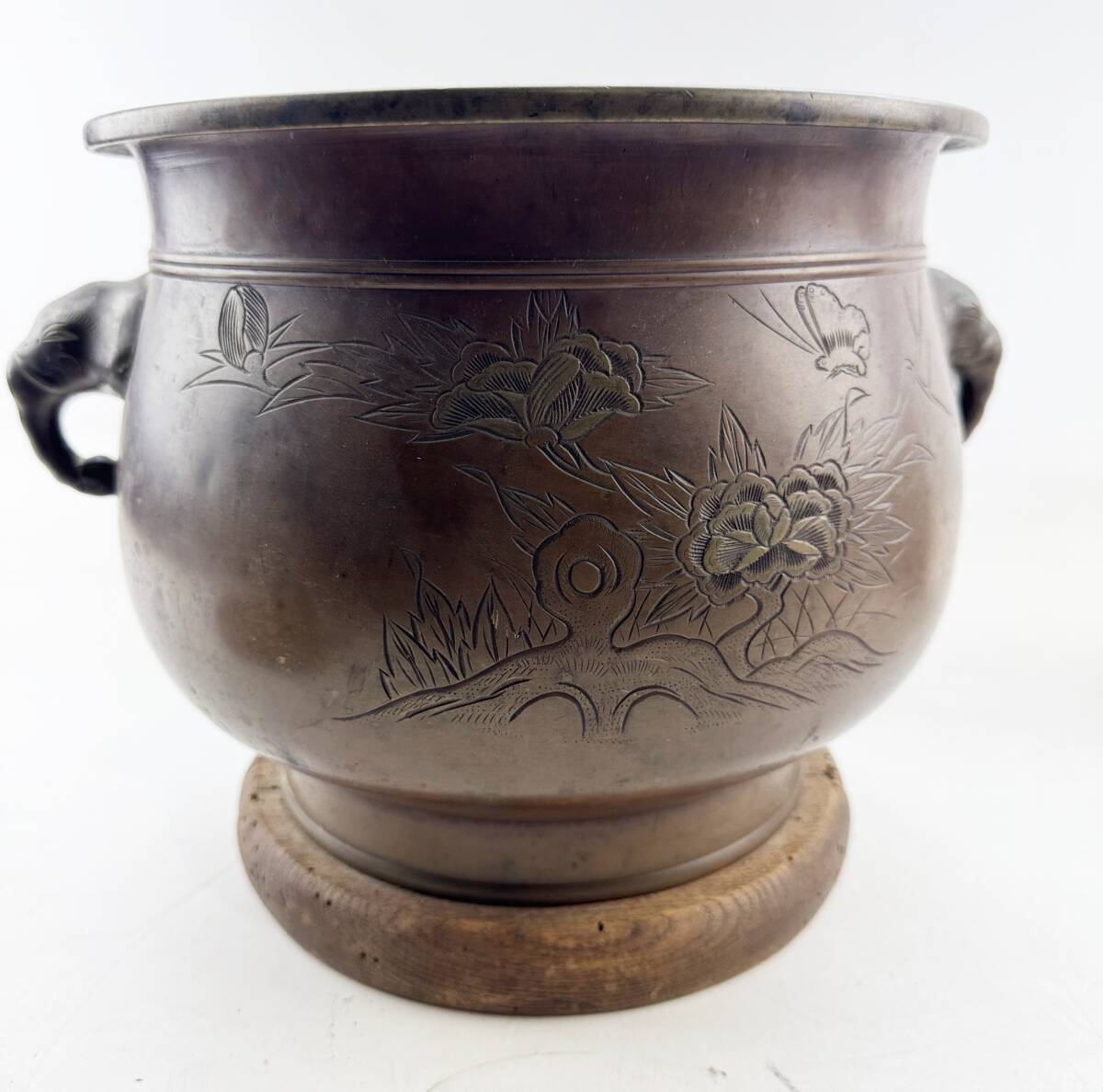 時代物 火鉢 精密彫刻 手あぶり 象 中國 古玩 骨董 古美術 時代物 火鉢 精密彫刻 手あぶり 象 中國 古玩 骨董 古美術