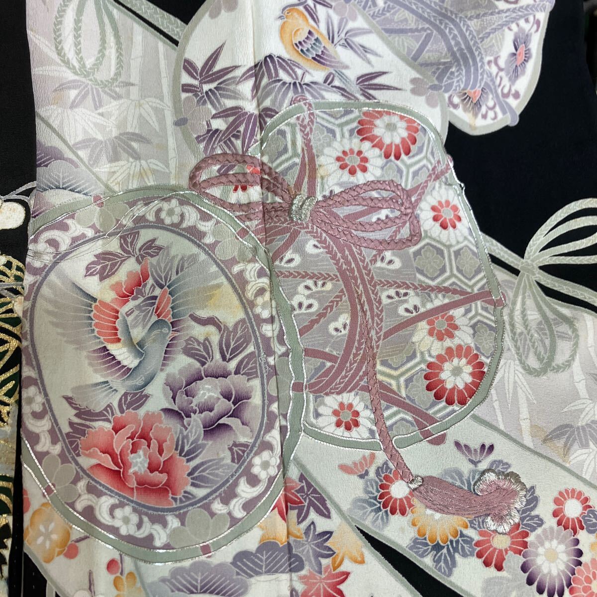 逸品❇️有名作家落款入り手描友禅金彩刺繍‥豪華正絹黒留め袖❇️フルセット 逸品❇️作家もの手描友禅金彩刺繍落款入り正絹友禅黒留め袖 総