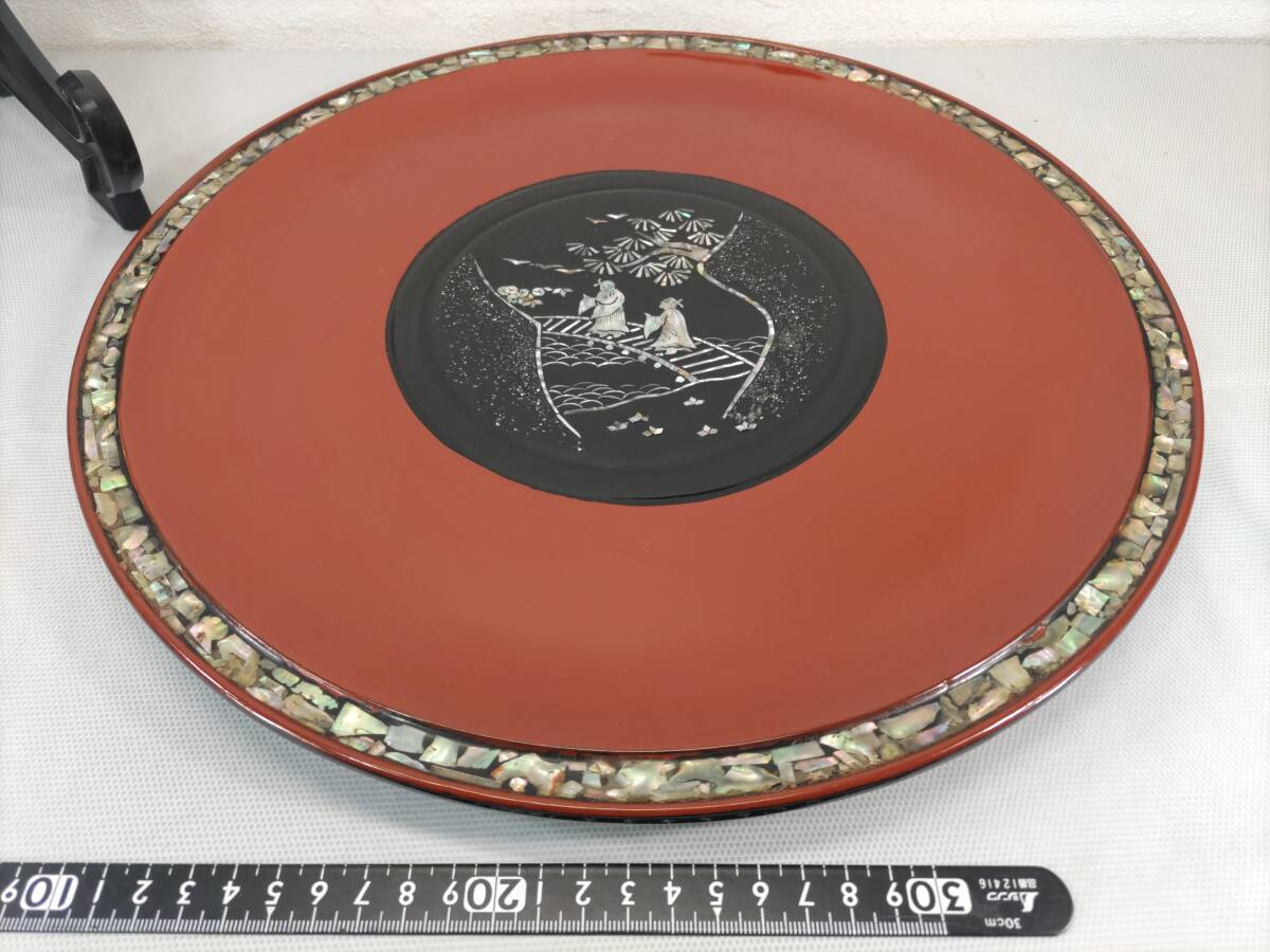 送料無料 螺鈿細工 飾り皿・W35cm 絵皿 飾額 木製プレート 送料無料 螺鈿細工 飾り皿・W35cm 絵皿 飾額 木製プレート